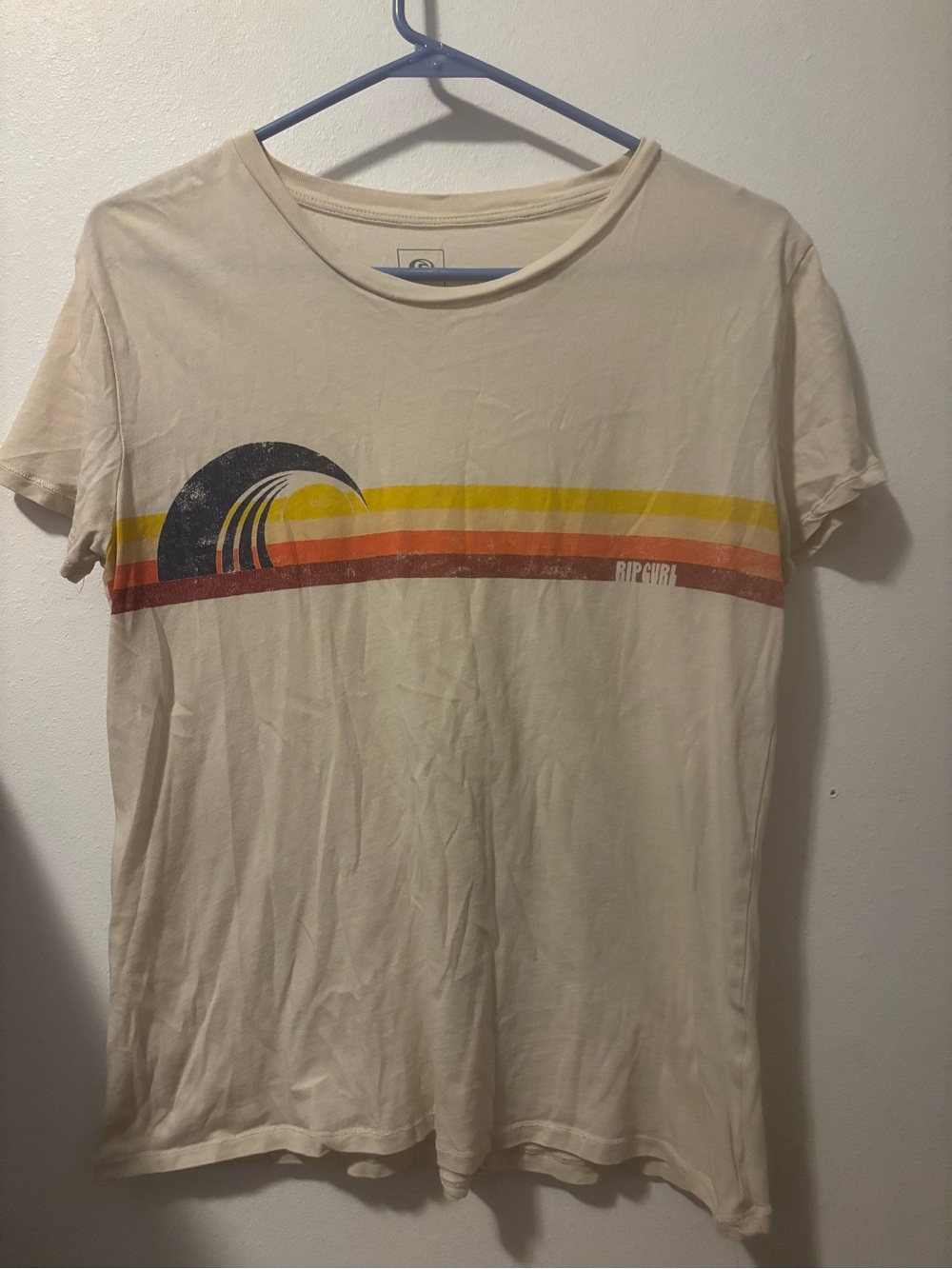 Rip Curl Women's Cream Retro Wave Graphic Tee - Cream/Yellow/Orange